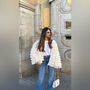 NWT Mango Fringe Waterfall jacket